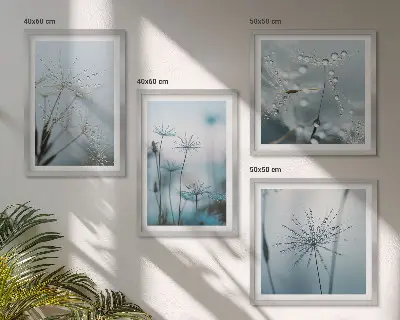 Wanddeko-Set Löwenzahn mit Wassertropfen