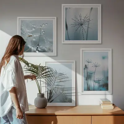 Wanddeko-Set Löwenzahn mit Wassertropfen