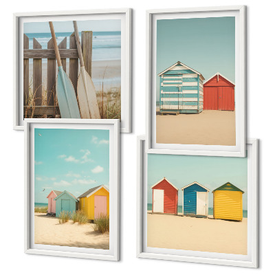 Wanddeko-set Bunte Häuser, Strand, Sonne