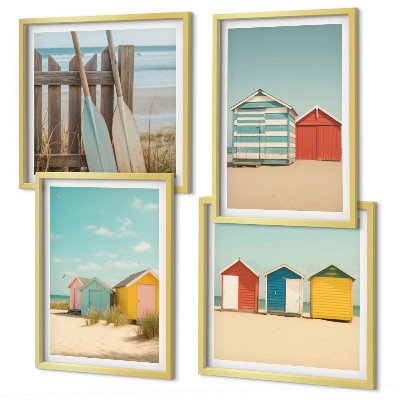 Wanddeko-set Bunte Häuser, Strand, Sonne