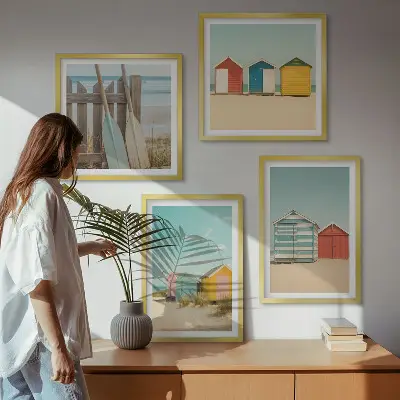Wanddeko-Set bunte Häuser mit Strand und Sonne
