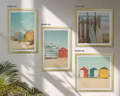 Wanddeko-Set bunte Häuser mit Strand und Sonne