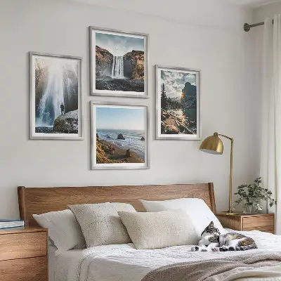 Polyptychon mit Rahmen Wandbild mit Wasserfällen, Bergen und Naturlandschaften