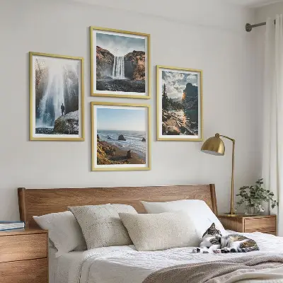 Polyptychon mit Rahmen Wandbild mit Wasserfällen, Bergen und Naturlandschaften