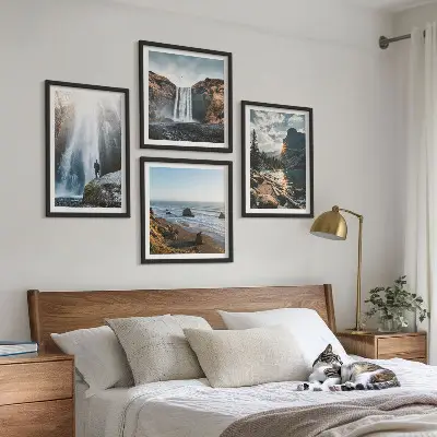 Polyptychon mit Rahmen Wandbild mit Wasserfällen, Bergen und Naturlandschaften