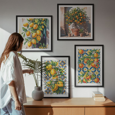 Polyptychon mit rahmen Farbenfrohe abstrakte Zitrusfrüchte