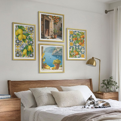 Wanddeko-set Zitronen, Blumen, Orangen, Italien