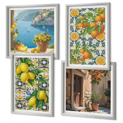Wanddeko-set Zitronen, Blumen, Orangen, Italien