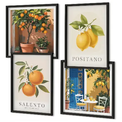 Wanddeko-Set mit Amalfi-Zitronen und -Orangen
