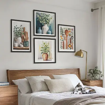 Wanddeko-Set mit Motiven von Küchenaccessoires auf pflanzlicher Basis