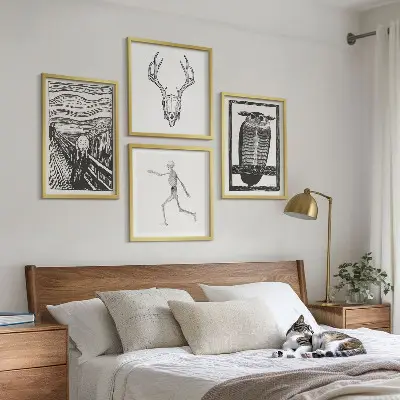 Polyptychon mit Rahmen Motiv Inspiration Schrei Schädel Eule