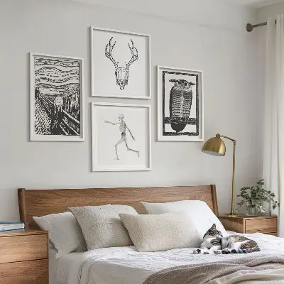 Polyptychon mit Rahmen Motiv Inspiration Schrei Schädel Eule