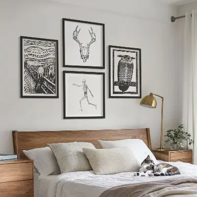 Polyptychon mit Rahmen Motiv Inspiration Schrei Schädel Eule