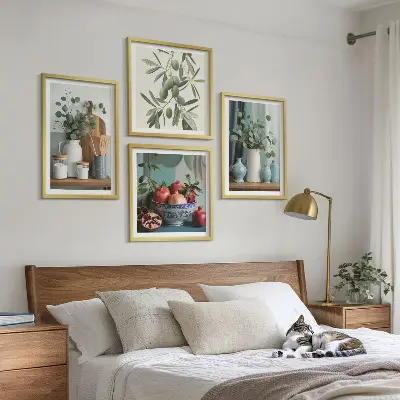 Wanddeko-Set mit grünen Oliven und Eukalyptusmotiven