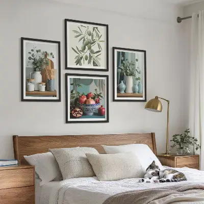 Wanddeko-Set mit grünen Oliven und Eukalyptusmotiven