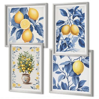 Wanddeko-set Zitronenzweige mit blauen Blättern