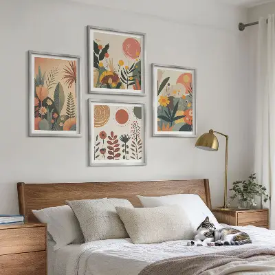 Boho-Pflanzenmuster als Polyptychon mit Rahmen