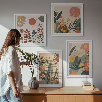 Polyptychon mit rahmen Boho-Pflanzenmuster