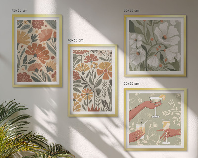 Wanddeko-set Blumenmuster in Orange und Grün