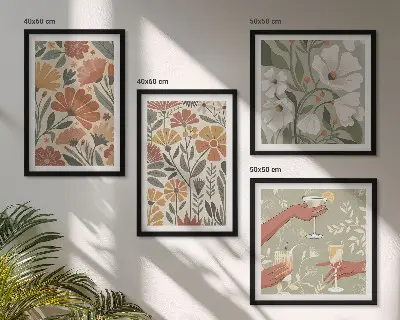 Wanddeko-Set mit Blumenmuster in Orange und Grün