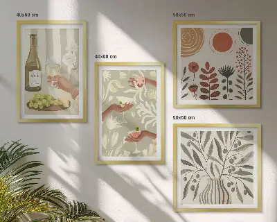 Rustikale Cocktails mit Olivenblüten als Polyptychon mit Rahmen
