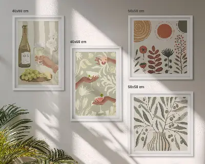 Rustikale Cocktails mit Olivenblüten als Polyptychon mit Rahmen