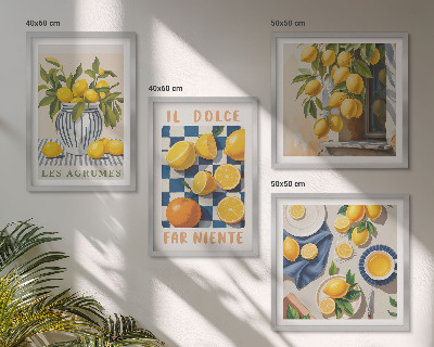 Wanddeko-set Retro gelbe Zitrusfrüchte