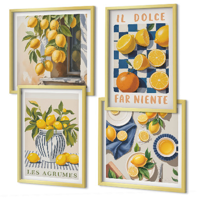 Wanddeko-set Retro gelbe Zitrusfrüchte