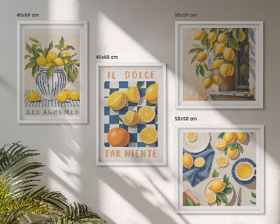 Wanddeko-set Retro gelbe Zitrusfrüchte