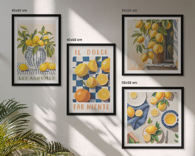 Wanddeko-set Retro gelbe Zitrusfrüchte
