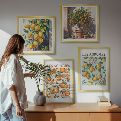Polyptychon mit rahmen Fruchtige Zitrusmuster