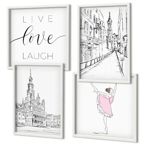 Wanddeko-Set stilvolle Grafik mit Ballerina-Architektur
