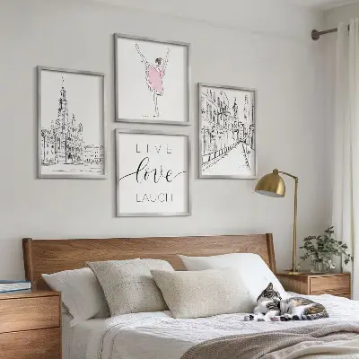 Wanddeko-Set stilvolle Grafik mit Ballerina-Architektur