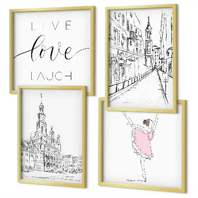 Wanddeko-Set stilvolle Grafik mit Ballerina-Architektur