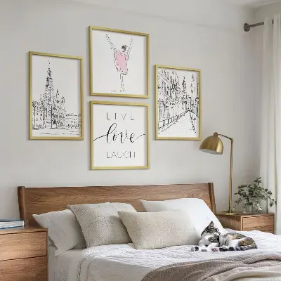 Wanddeko-Set stilvolle Grafik mit Ballerina-Architektur