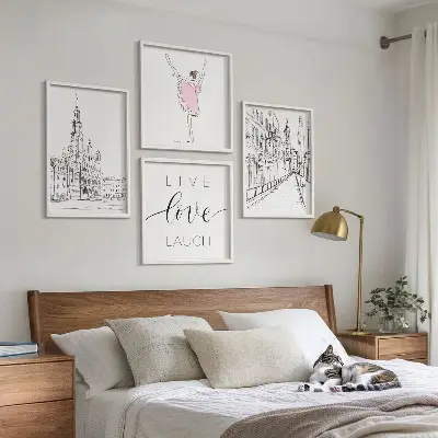 Wanddeko-Set stilvolle Grafik mit Ballerina-Architektur