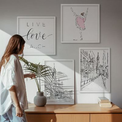 Wanddeko-set Stilvolle Grafik, Ballerina-Architektur