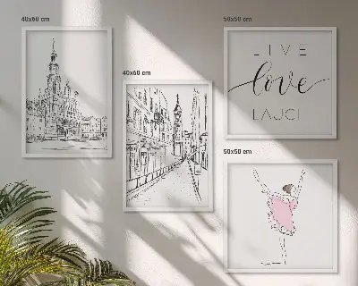 Wanddeko-Set stilvolle Grafik mit Ballerina-Architektur