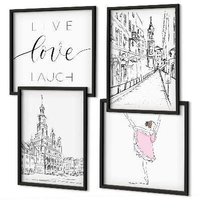Wanddeko-set Stilvolle Grafik, Ballerina-Architektur
