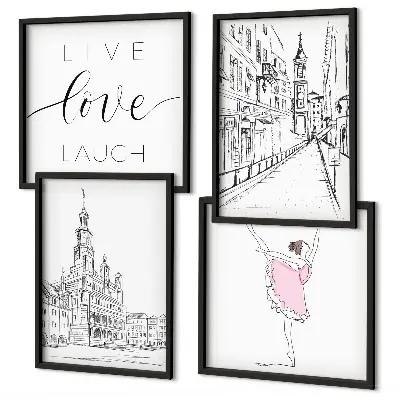 Wanddeko-Set stilvolle Grafik mit Ballerina-Architektur