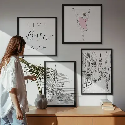 Wanddeko-Set stilvolle Grafik mit Ballerina-Architektur