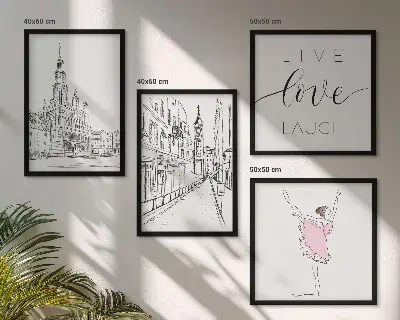 Wanddeko-Set stilvolle Grafik mit Ballerina-Architektur