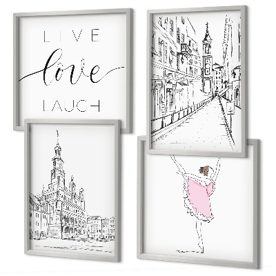 Wanddeko-set Stilvolle Grafik, Ballerina-Architektur