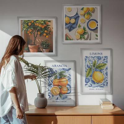 Polyptychon mit rahmen Illustrationen von Zitrusfrüchten
