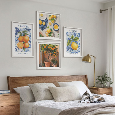 Polyptychon mit rahmen Illustrationen von Zitrusfrüchten