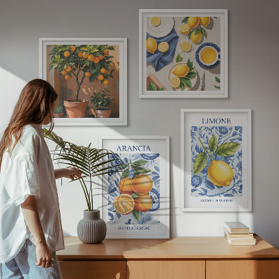 Polyptychon mit rahmen Illustrationen von Zitrusfrüchten