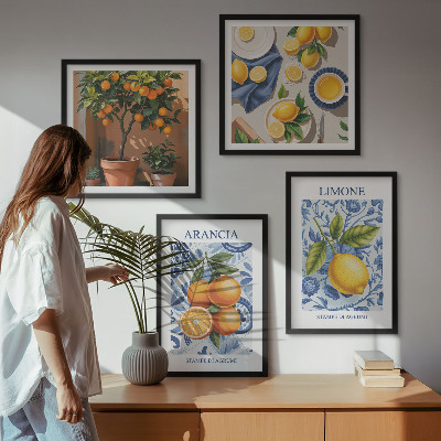 Polyptychon mit rahmen Illustrationen von Zitrusfrüchten