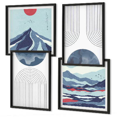 Wanddeko-set Abstrakte Berglandschaften