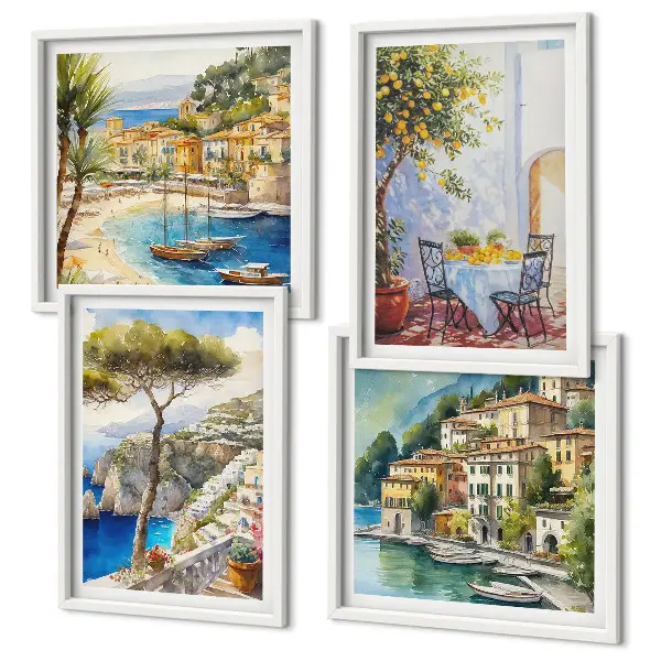 Wanddeko-Set italienische Städte im Aquarell-Stil