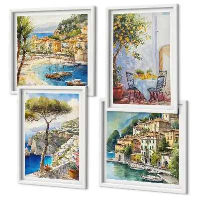 Wanddeko-Set italienische Städte im Aquarell-Stil